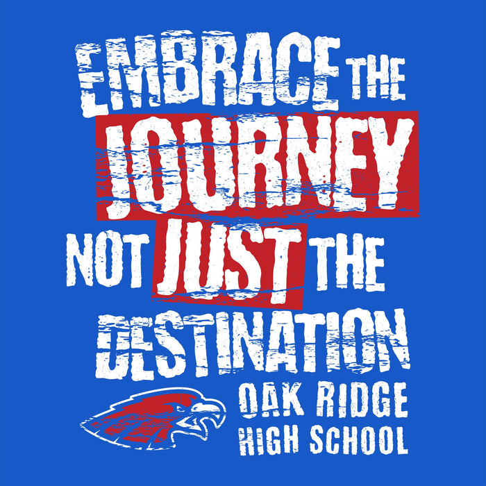 Close-up view of Oak Ridge High School War Eagles Royal Blue Classic Unisex T-shirt 232