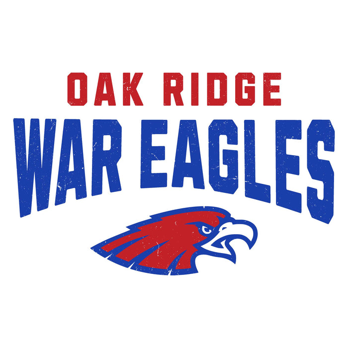 Close-up view of Oak Ridge High School War Eagles Unisex 3/4 sleeve Raglan T-shirt 234