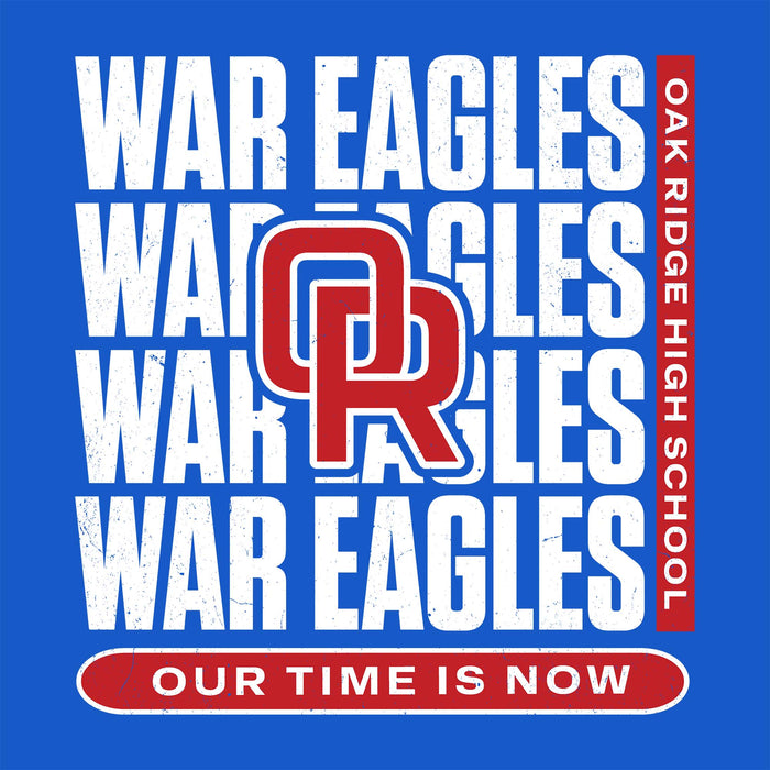 Close-up view of Oak Ridge High School War Eagles Women's Royal Blue SoftStyle T-shirt 235
