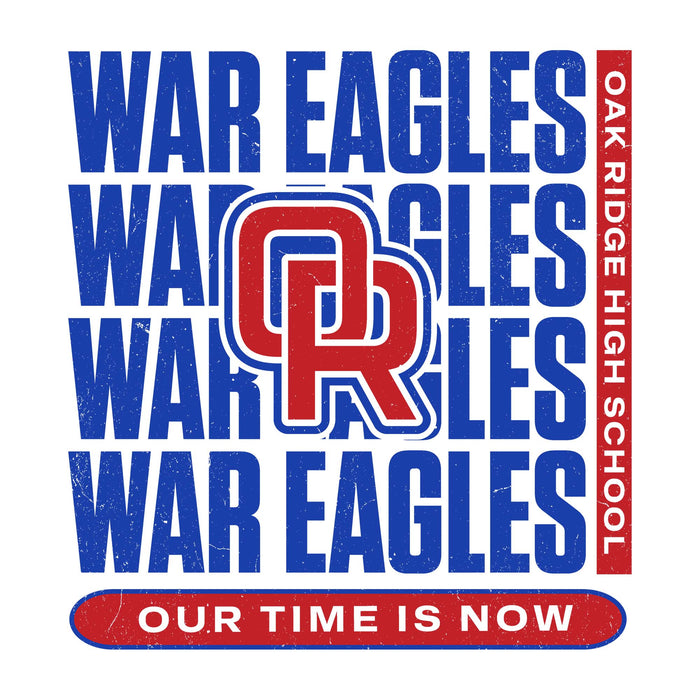 Close-up view of Oak Ridge High School War Eagles Unisex 3/4 sleeve Raglan T-shirt 235