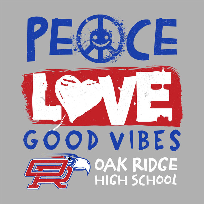 Close-up view of Oak Ridge High School War Eagles Women's Grey SoftStyle T-shirt 240