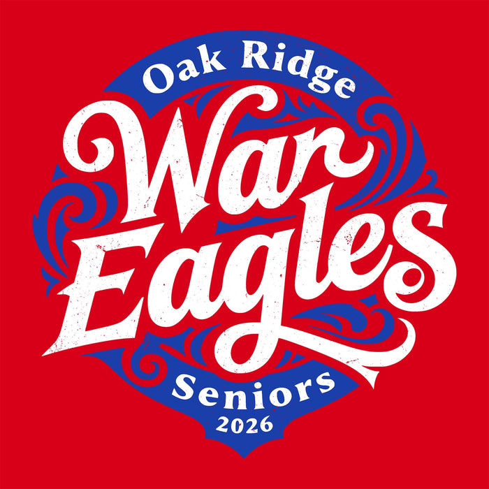 Close-up view of Oak Ridge High School War Eagles Red Classic Unisex T-shirt 253