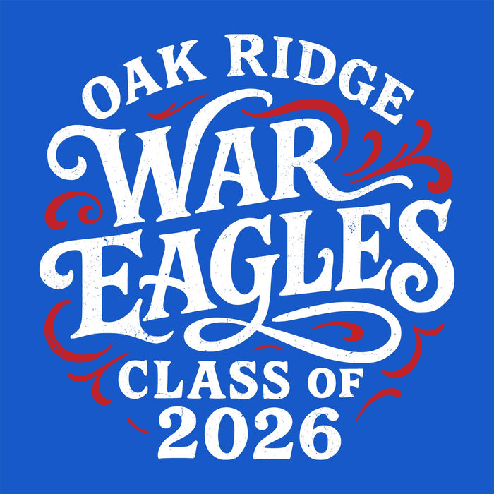 Close-up view of Oak Ridge High School War Eagles Royal Blue Classic Unisex T-shirt 254