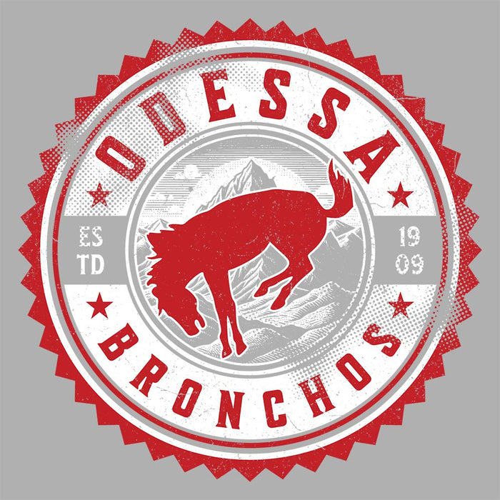 Close-up view of Odessa High School Bronchos Unisex 3/4 Sleeve Raglan T-shirt 203