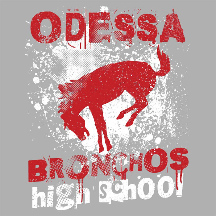 Close-up view of Odessa High School Bronchos Unisex 3/4 Sleeve Raglan T-shirt 205