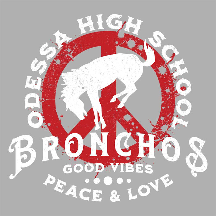 Close-up view of Odessa High School Bronchos Unisex 3/4 Sleeve Raglan T-shirt 206