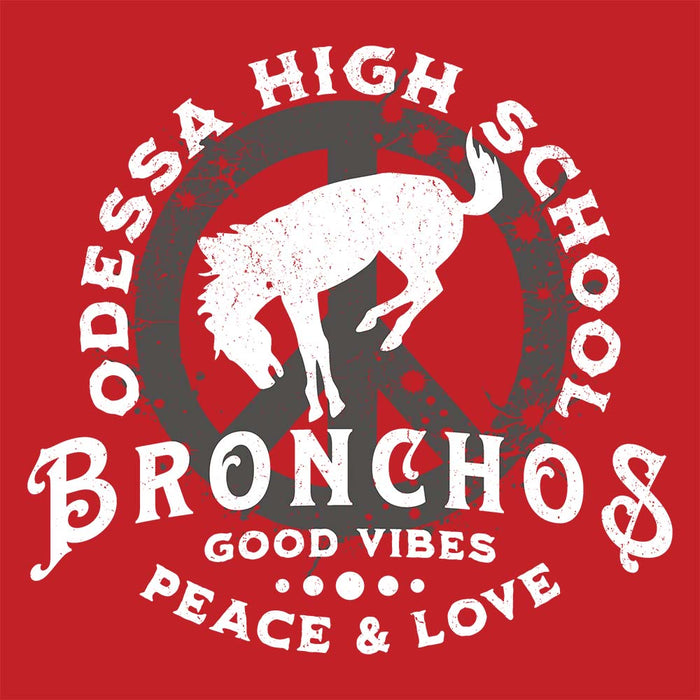 Close-up view of Odessa High School Bronchos Red Classic Unisex T-shirt 206