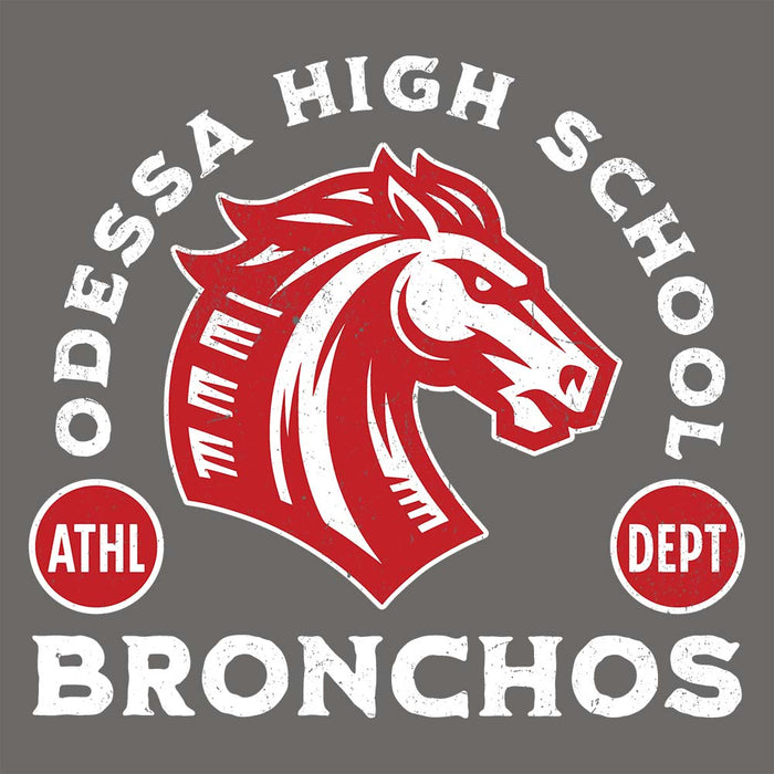 Close-up view of Odessa High School Bronchos Dark Grey Classic Unisex T-shirt 208