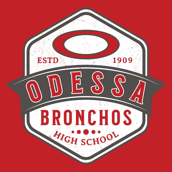 Close-up view of Odessa High School Bronchos Red Classic Unisex T-shirt 209