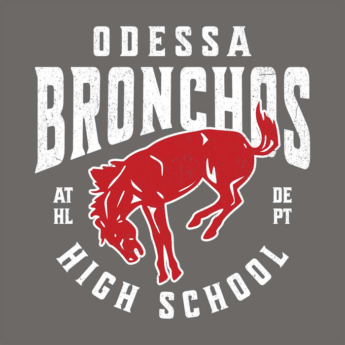 Close-up view of Odessa High School Bronchos Dark Grey Classic Unisex T-shirt 213