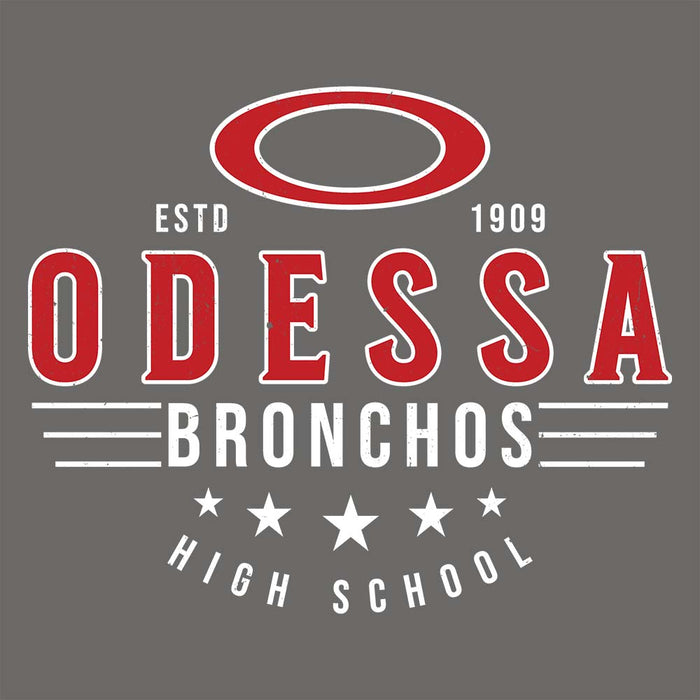 Close-up view of Odessa High School Bronchos Dark Grey Classic Unisex T-shirt 217