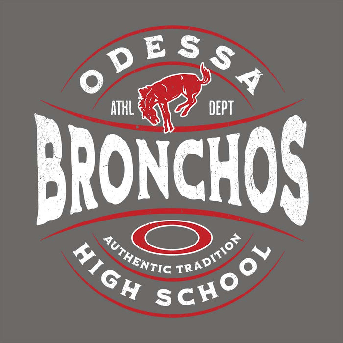 Close-up view of Odessa High School Bronchos Dark Grey Classic Unisex T-shirt 218