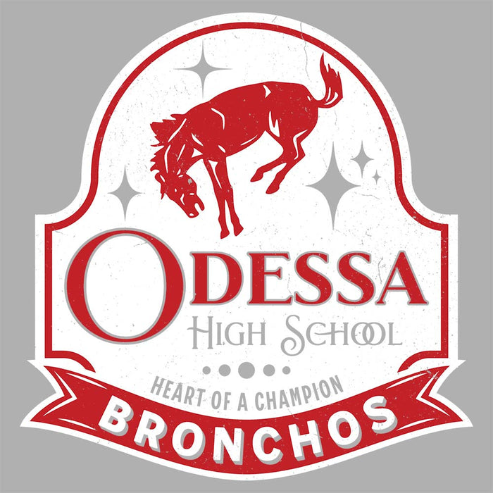 Close-up view of Odessa High School Bronchos Unisex 3/4 Sleeve Raglan T-shirt 219