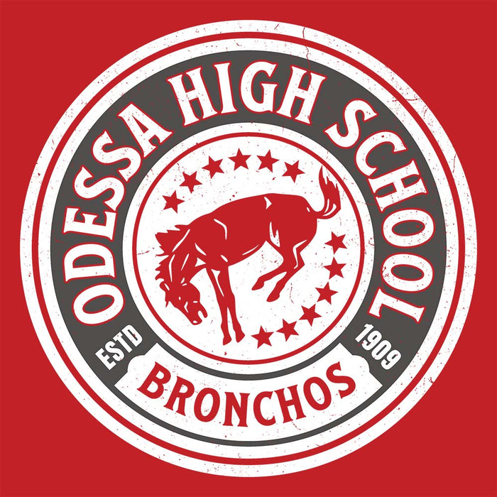 Close-up view of Odessa High School Bronchos Red Classic Unisex T-shirt 220