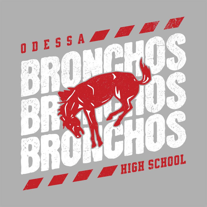 Close-up view of Odessa High School Bronchos Unisex 3/4 Sleeve Raglan T-shirt 223