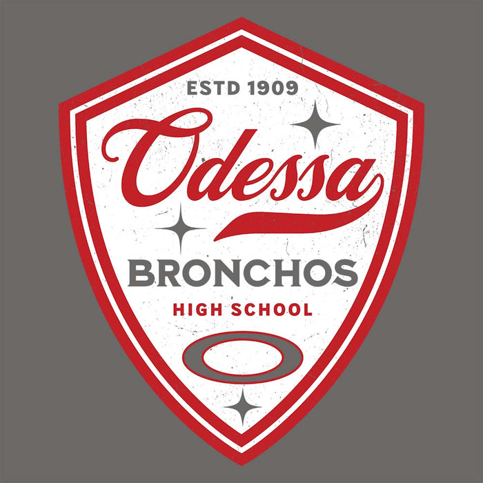 Close-up view of Odessa High School Bronchos Dark Grey Classic Unisex T-shirt 225