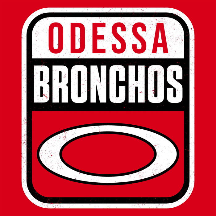 Close-up view of Odessa High School Bronchos Women's Red SoftStyle T-shirt 001