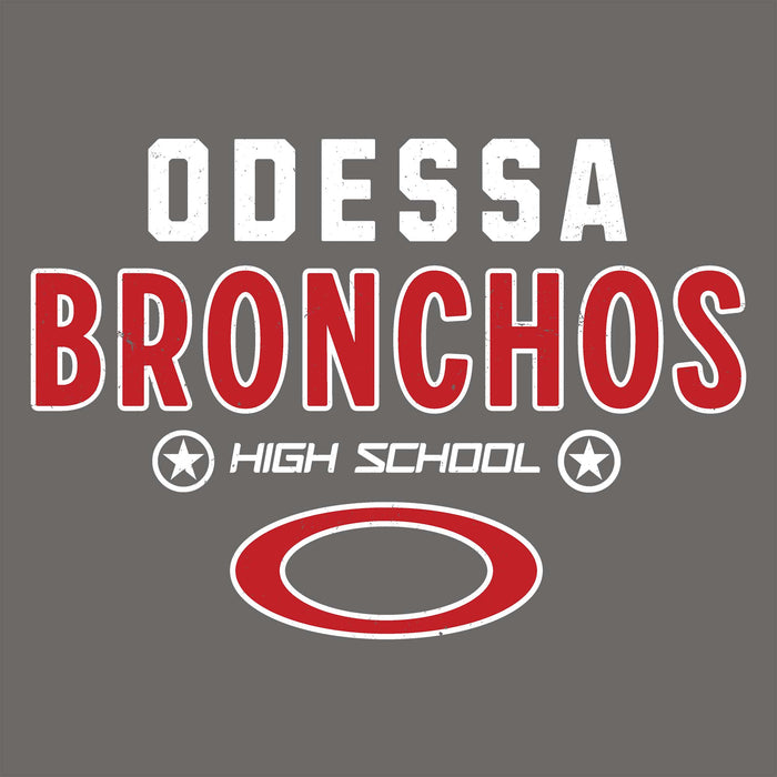 Close-up view of Odessa High School Bronchos Dark Grey Classic Unisex T-shirt 003