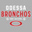 Close-up view of Odessa High School Bronchos Unisex 3/4 sleeve Raglan T-shirt 003