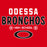 Close-up view of Odessa High School Bronchos Women's Red SoftStyle T-shirt 003