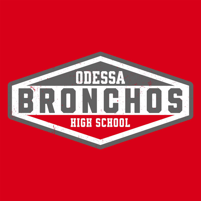 Close-up view of Odessa High School Bronchos Red Classic Unisex T-shirt 009