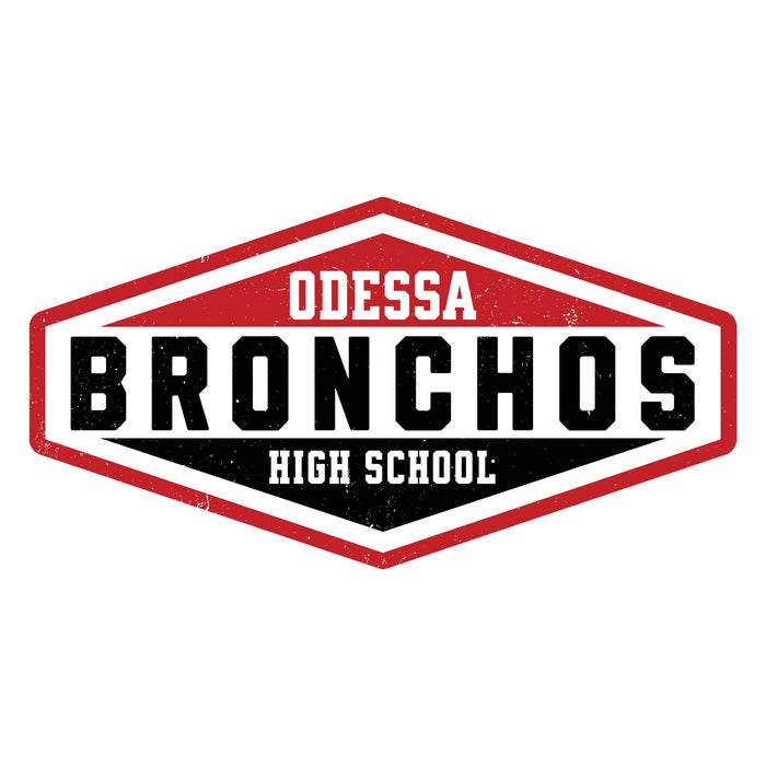 Close-up view of Odessa High School Bronchos Unisex 3/4 sleeve Raglan T-shirt 009