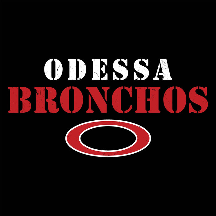 Close-up view of Odessa High School Bronchos Unisex 3/4 sleeve Raglan T-shirt 017