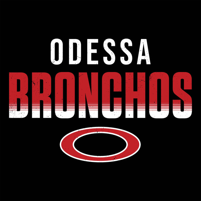Close-up view of Odessa High School Bronchos Unisex 3/4 sleeve Raglan T-shirt 024