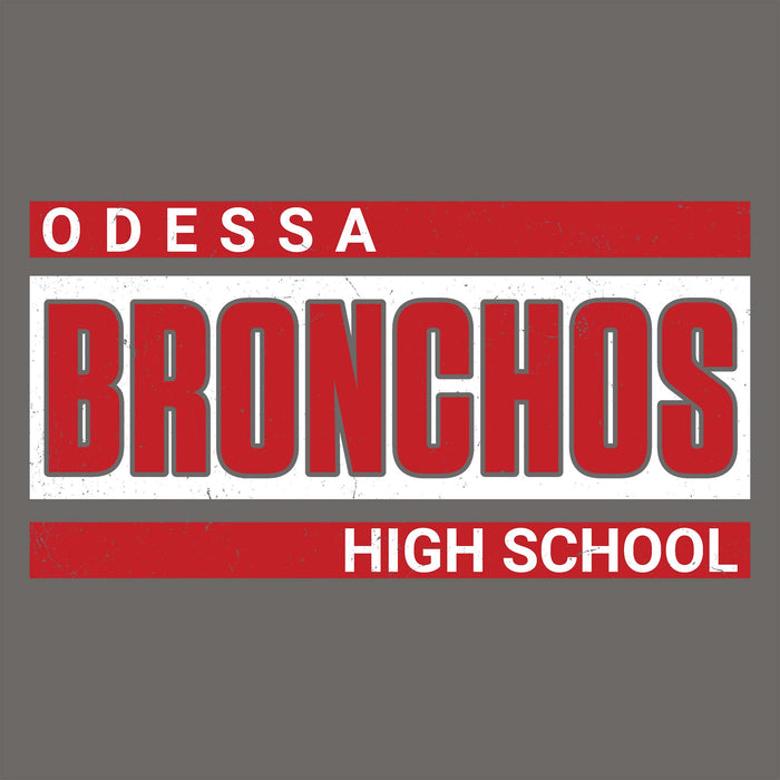 Close-up view of Odessa High School Bronchos Dark Grey Classic Unisex T-shirt 098