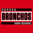 Close-up view of Odessa High School Bronchos Women's Red SoftStyle T-shirt 098