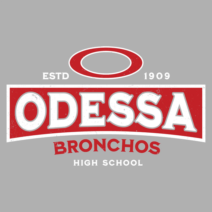 Close-up view of Odessa High School Bronchos Grey Classic Unisex T-shirt 202