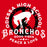 Odessa High School Broncos logo with a horse and peace symbol on a red background - classic t-shirt design 206