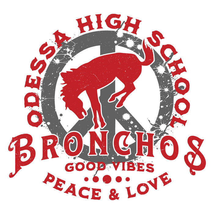Close-up view Odessa High School Bronchos Unisex 3/4 sleeve Raglan T-shirt 206