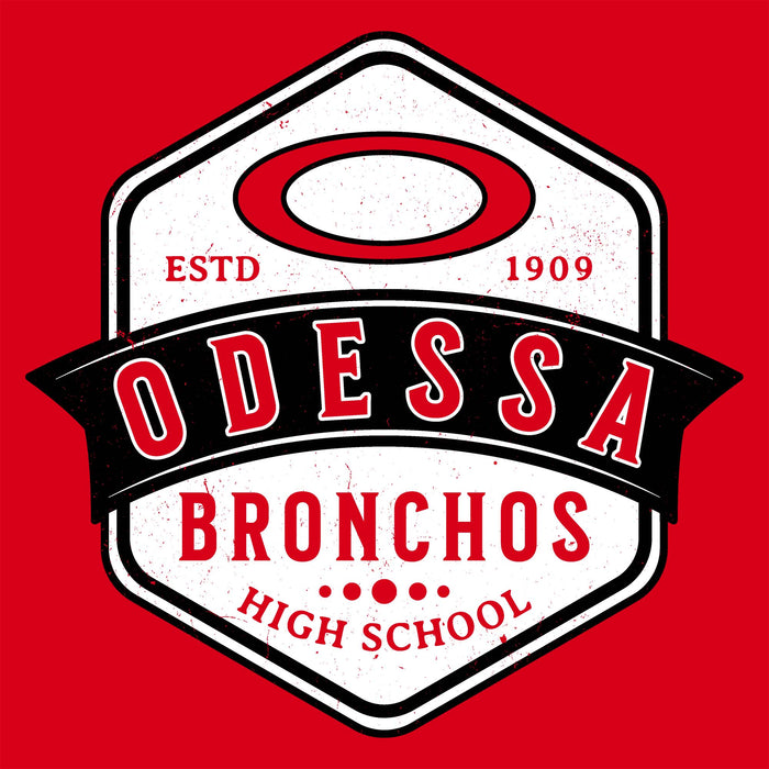 Close-up view of Odessa High School Bronchos Red Classic Unisex T-shirt 209