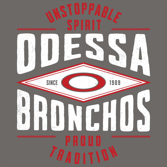 Close-up view of Odessa High School Bronchos Dark Grey Classic Unisex T-shirt 210