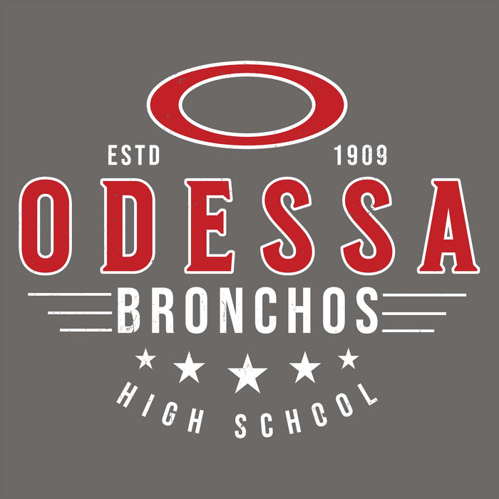 Close-up view of Odessa High School Bronchos Dark Grey Classic Unisex T-shirt 217