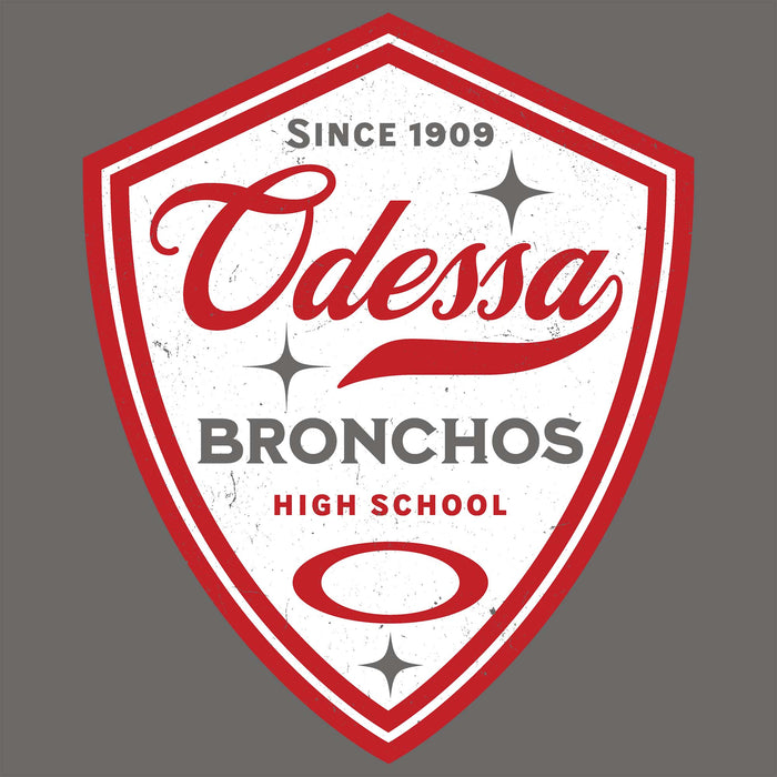 Close-up view of Odessa High School Bronchos Dark Grey Classic Unisex T-shirt 225