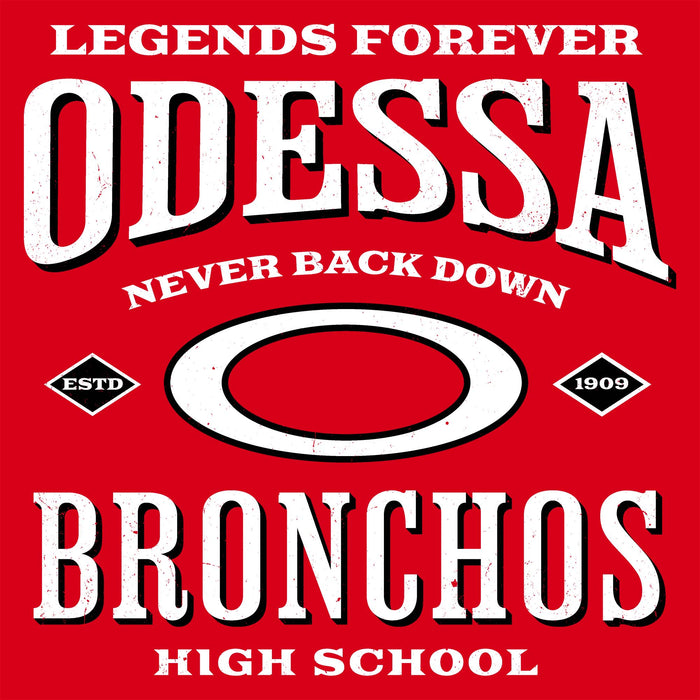 Close-up view of Odessa High School Bronchos Red Classic Unisex T-shirt 230