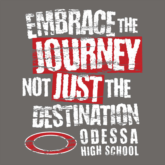 Close-up view of Odessa High School Bronchos Dark Grey Classic Unisex T-shirt 232
