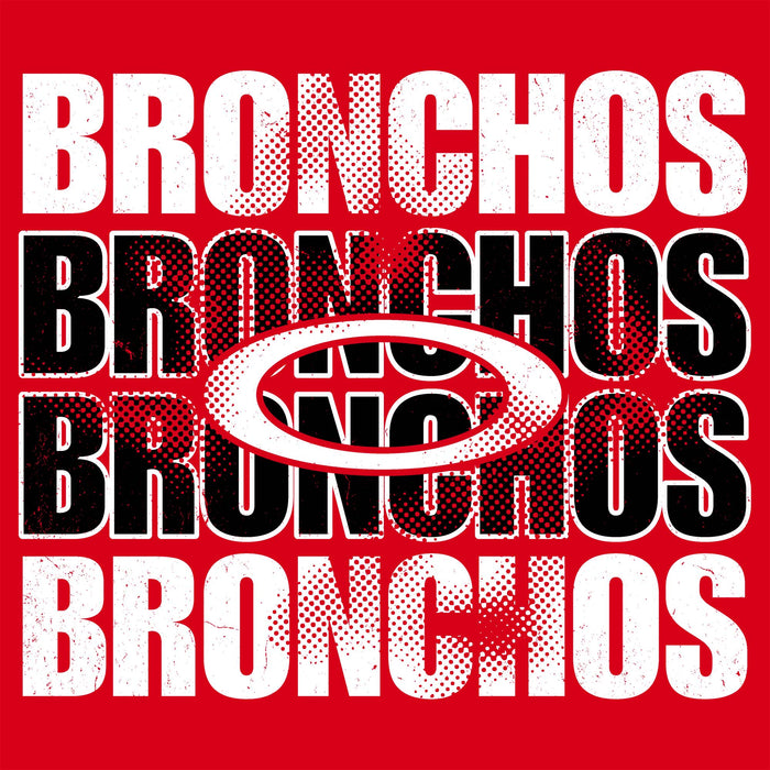 Close-up view of Odessa High School Bronchos Women's Red SoftStyle T-shirt 233