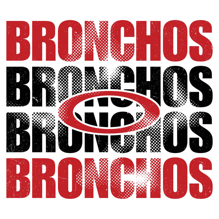 Close-up view of Odessa High School Bronchos Unisex 3/4 sleeve Raglan T-shirt 233