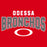 Close-up view of Odessa High School Bronchos Women's Red SoftStyle T-shirt 234