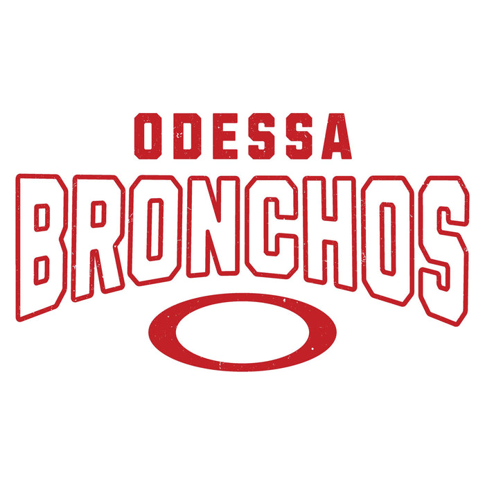 Close-up view of Odessa High School Bronchos Unisex 3/4 sleeve Raglan T-shirt 234