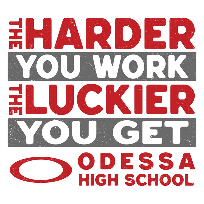 Close-up view of Odessa High School Bronchos Unisex 3/4 sleeve Raglan T-shirt 238