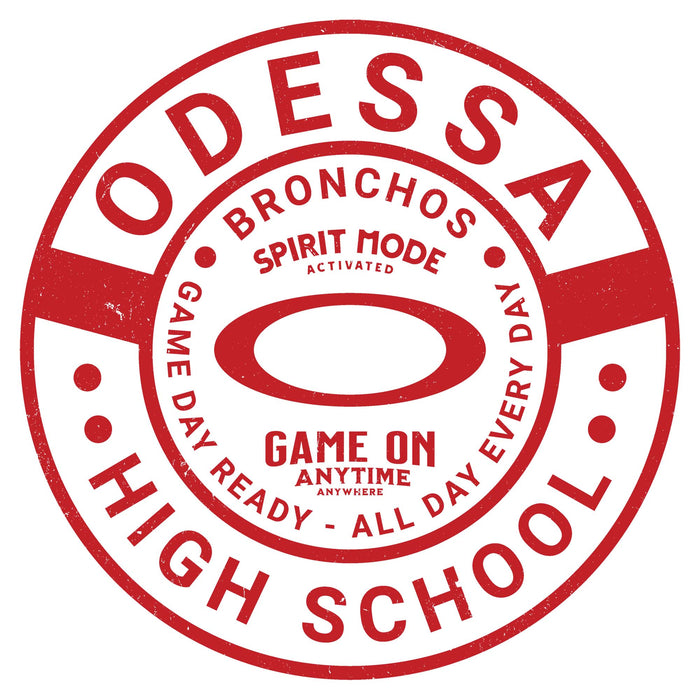 Close-up view of Odessa High School Bronchos Unisex 3/4 sleeve Raglan T-shirt 239