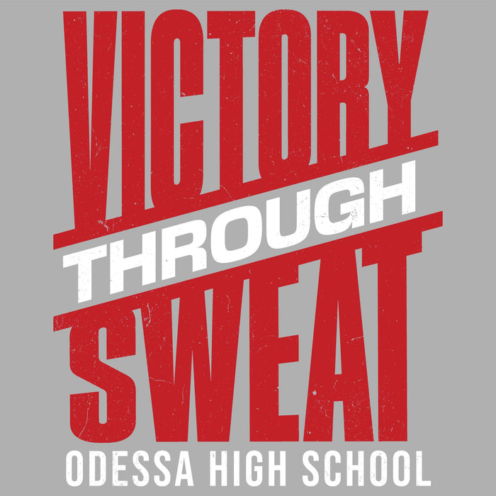 Close-up view of Odessa High School Bronchos Unisex 3/4 sleeve Raglan T-shirt 241