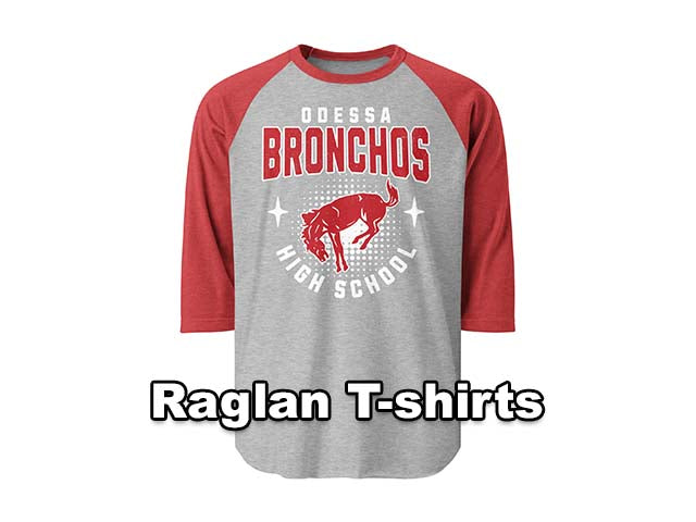 Raglan T-shirts for Odessa High School Bronchos