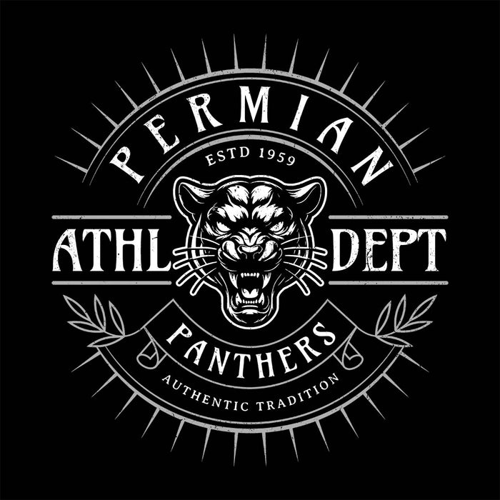 Close-up view of Permian High School Panthers Black Classic Unisex T-shirt 201