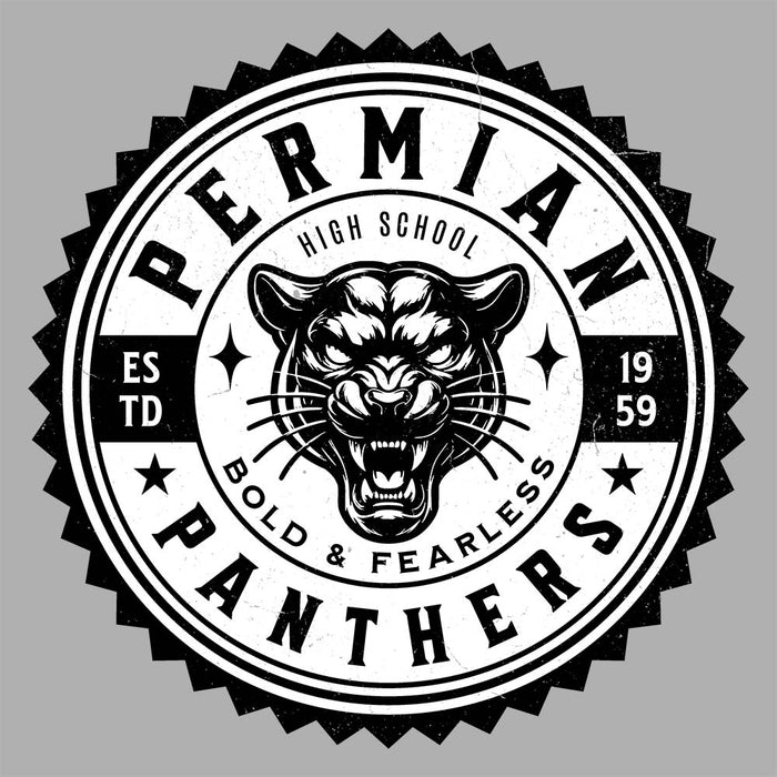 Close-up view of Permian High School Panthers Grey Classic Unisex T-shirt 203