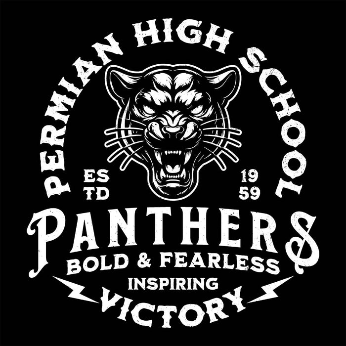 Close-up view of Permian High School Panthers Black Classic Unisex T-shirt 206